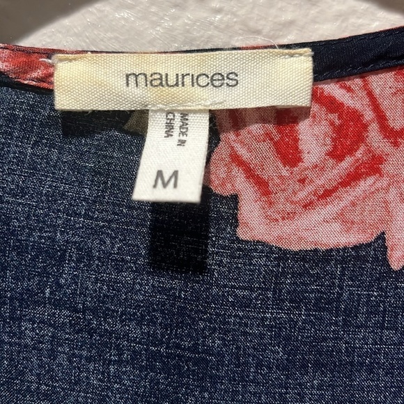 Maurices Blue Floral Dolman Sleeve Kimono Cardigan Size M Lace Trim Ruffle Edge - Picture 3 of 10